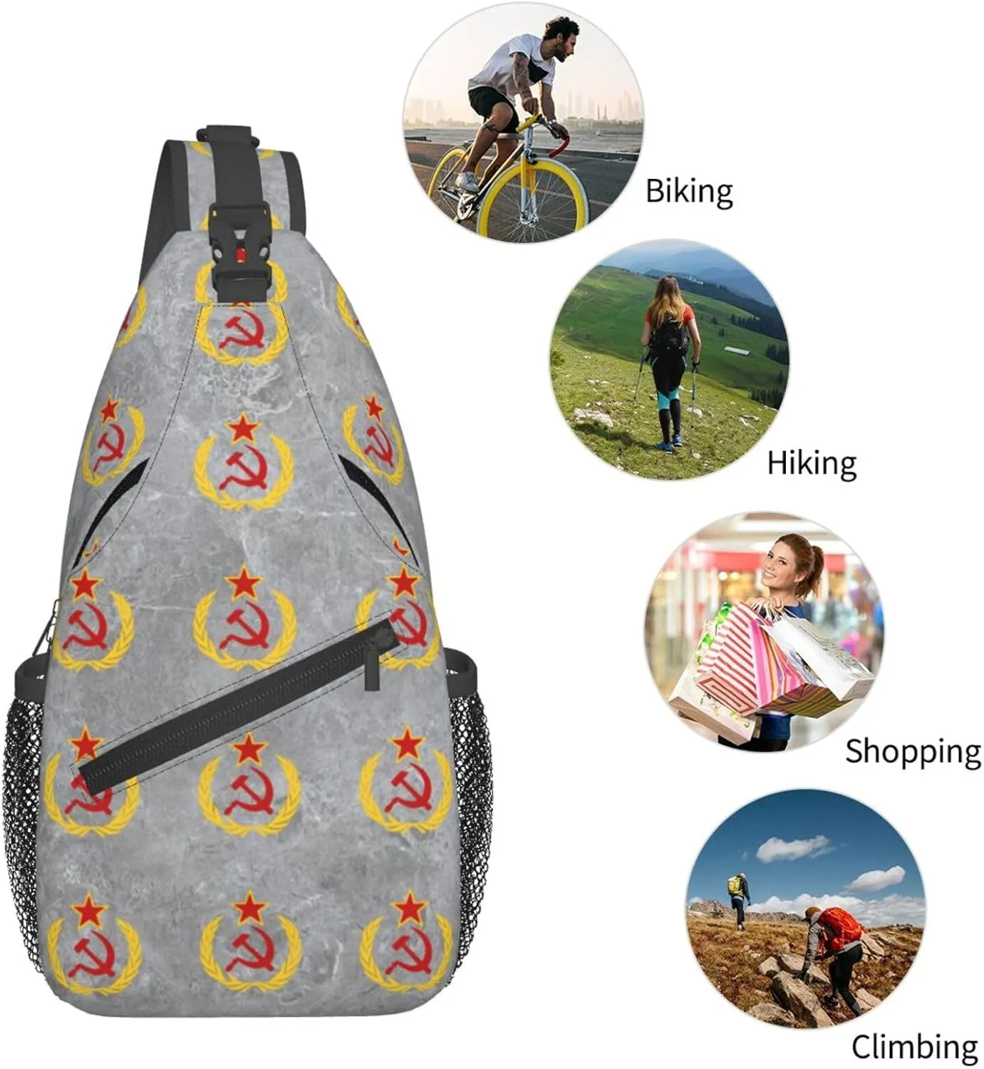 Soviet Union Flag Sling Bag Crossbody Backpack Shoulder Casual Daypack Bag for Men Women
