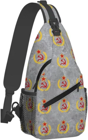 Soviet Union Flag Sling Bag Crossbody Backpack Shoulder Casual Daypack Bag for Men Women