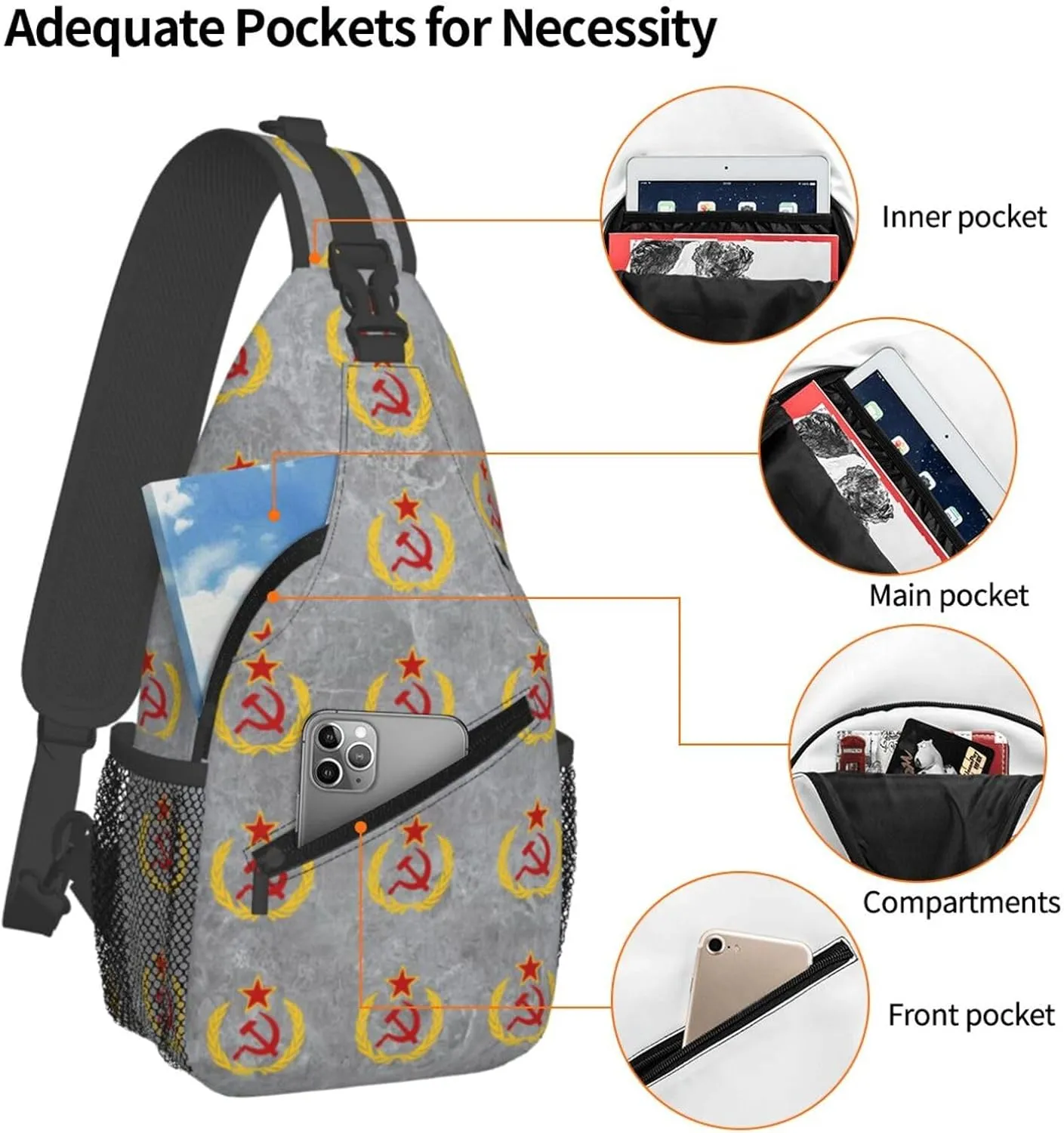 Soviet Union Flag Sling Bag Crossbody Backpack Shoulder Casual Daypack Bag for Men Women