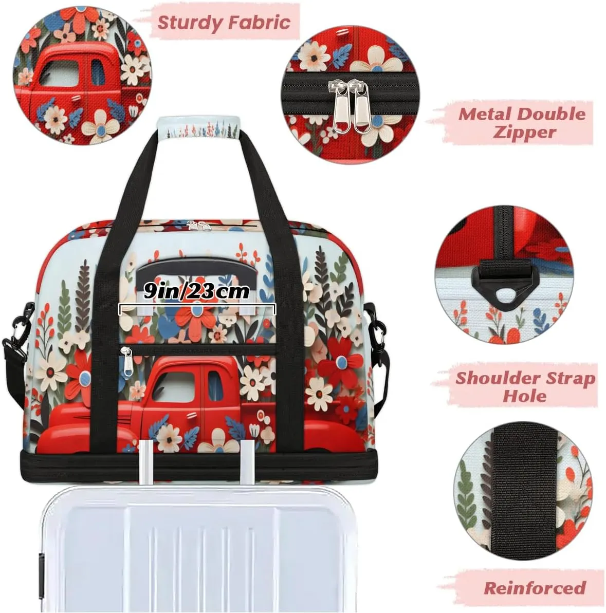 Sports Duffel Bag, Foldable 4th of July Travel Duffel Bag, Gym Yoga Beach Bag Weekender Overnight Bag with Shoes Compartment for Men Women, Independence Day