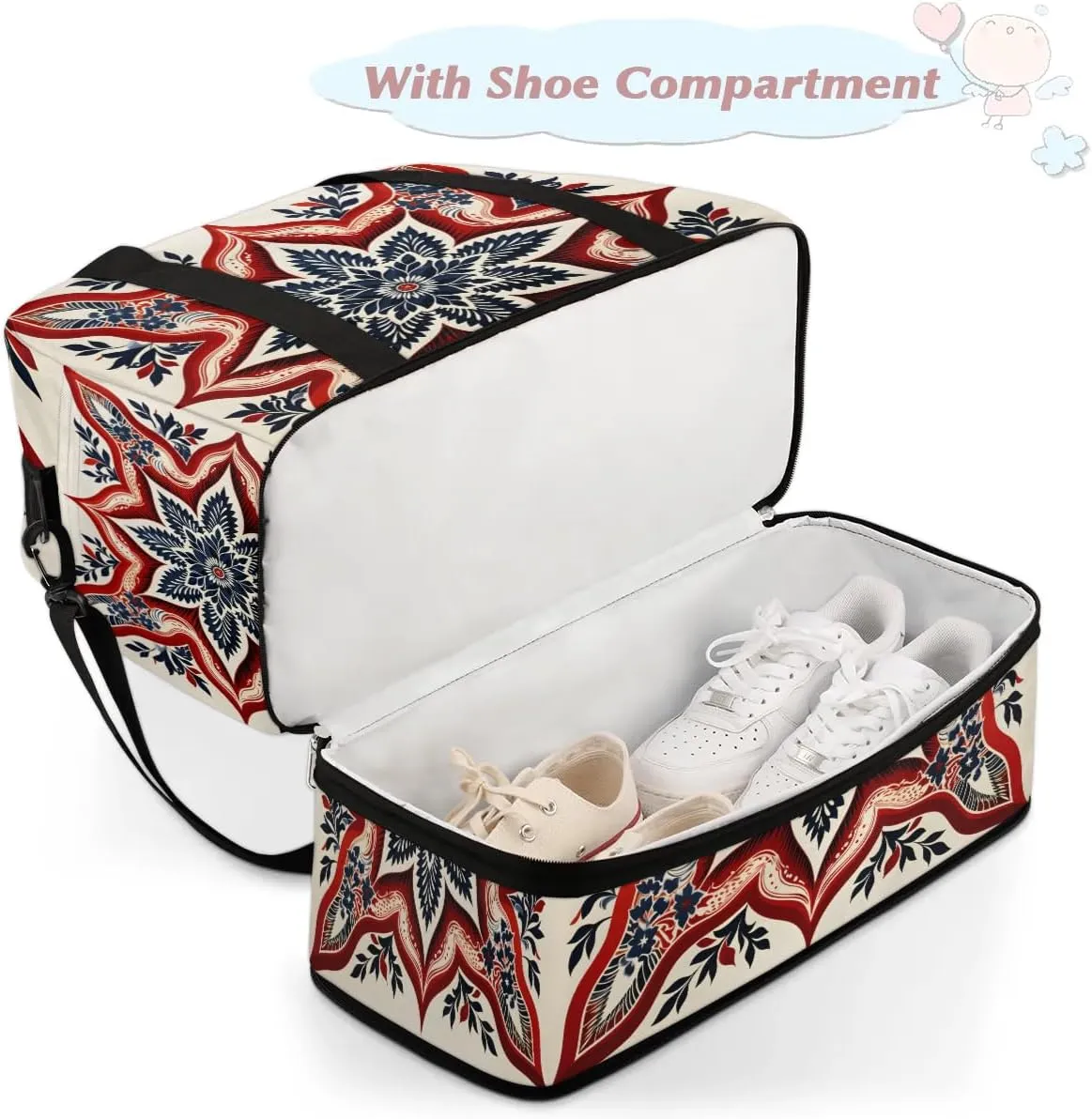 Sports Duffel Bag, Foldable 4th of July Travel Duffel Bag, Gym Yoga Beach Bag Weekender Overnight Bag with Shoes Compartment for Men Women, Memorial Day