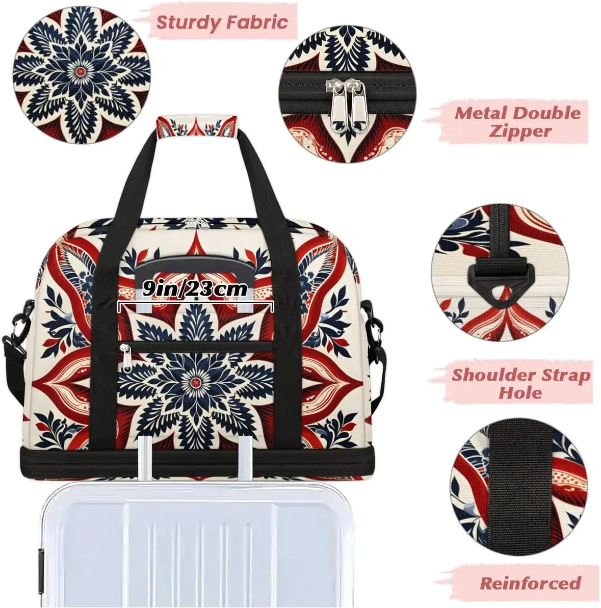 Sports Duffel Bag, Foldable 4th of July Travel Duffel Bag, Gym Yoga Beach Bag Weekender Overnight Bag with Shoes Compartment for Men Women, Memorial Day