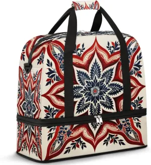 Sports Duffel Bag, Foldable 4th of July Travel Duffel Bag, Gym Yoga Beach Bag Weekender Overnight Bag with Shoes Compartment for Men Women, Memorial Day