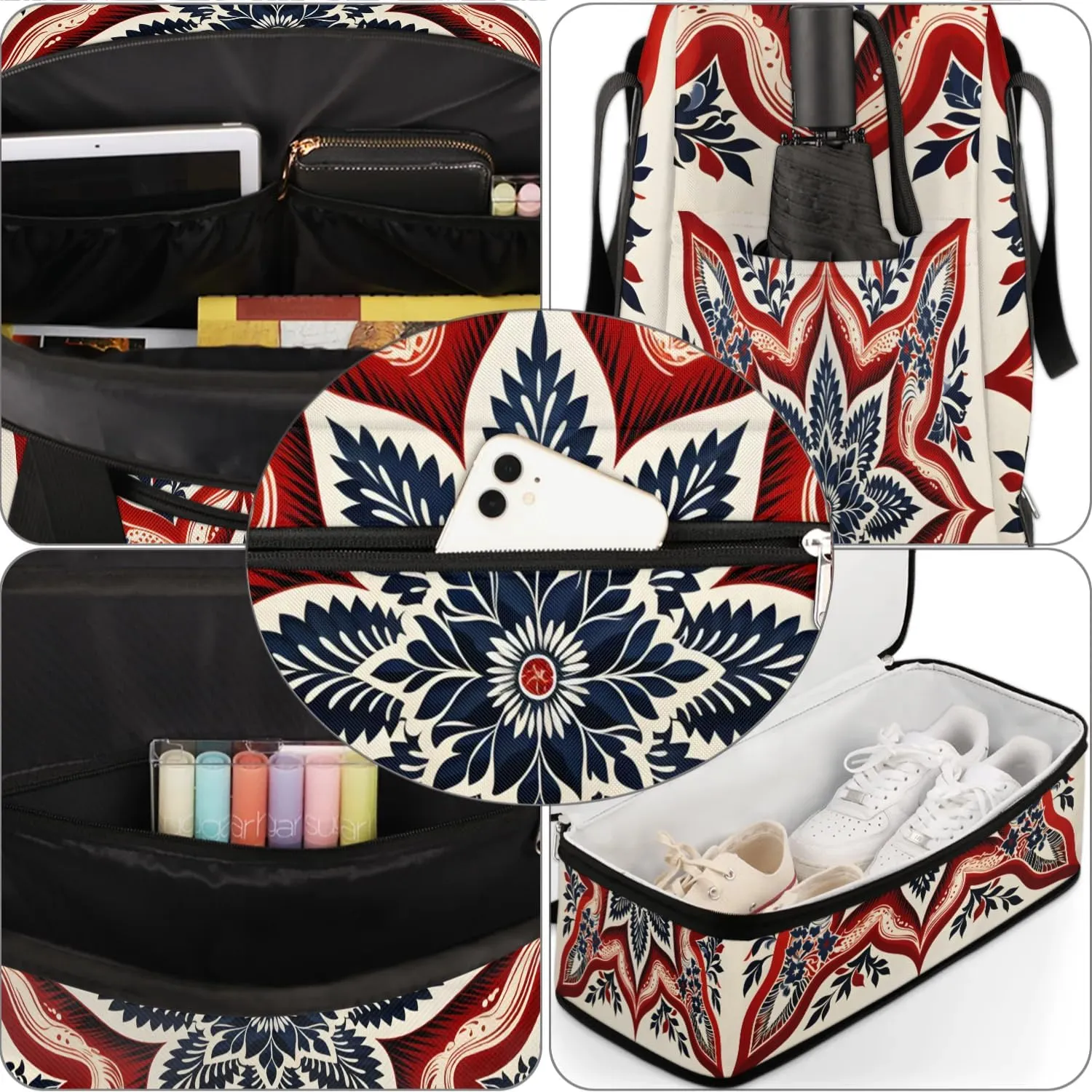 Sports Duffel Bag, Foldable 4th of July Travel Duffel Bag, Gym Yoga Beach Bag Weekender Overnight Bag with Shoes Compartment for Men Women, Memorial Day