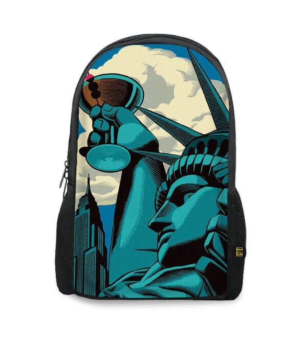 Statue Of Liberty On Drinks Printed Backpacks