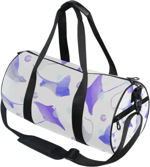Stingray Fish Watercolor Gym Duffle Bag Women Men Sports Fitness Bag for Travel Workout Gymnastics Dance Ballet