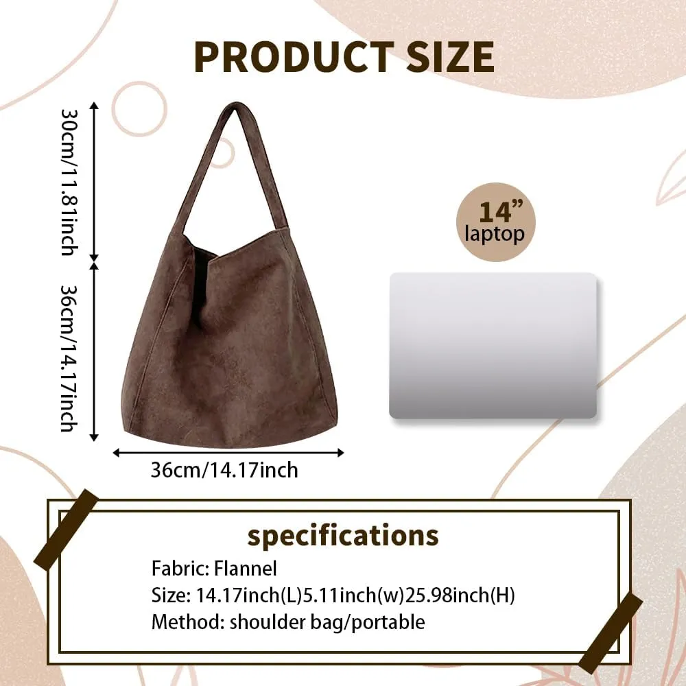 Suede Bags for Women, 2025 New Suede Tote Bag for Women, Retro Slouchy Office Shoulder Top-handle Tote Handbags