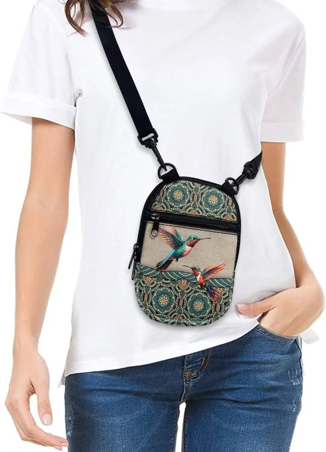 Suobstales Messenger Bag for Women Crossbody Zipper Bag with Adjustable Strap Portable Phone Purse Shoulder Handbag