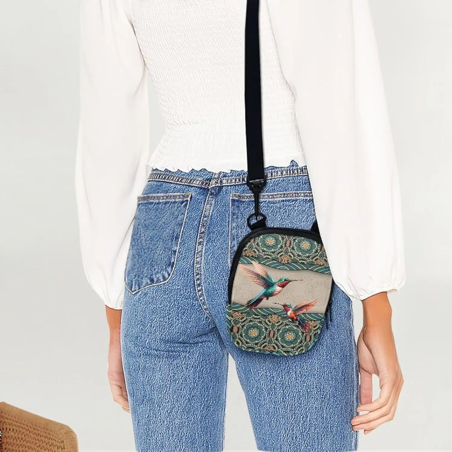 Suobstales Messenger Bag for Women Crossbody Zipper Bag with Adjustable Strap Portable Phone Purse Shoulder Handbag