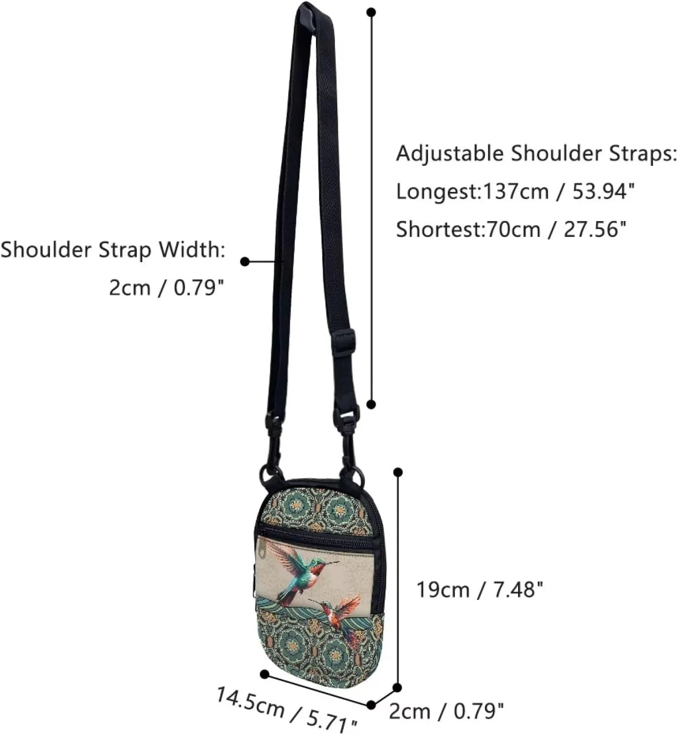 Suobstales Messenger Bag for Women Crossbody Zipper Bag with Adjustable Strap Portable Phone Purse Shoulder Handbag