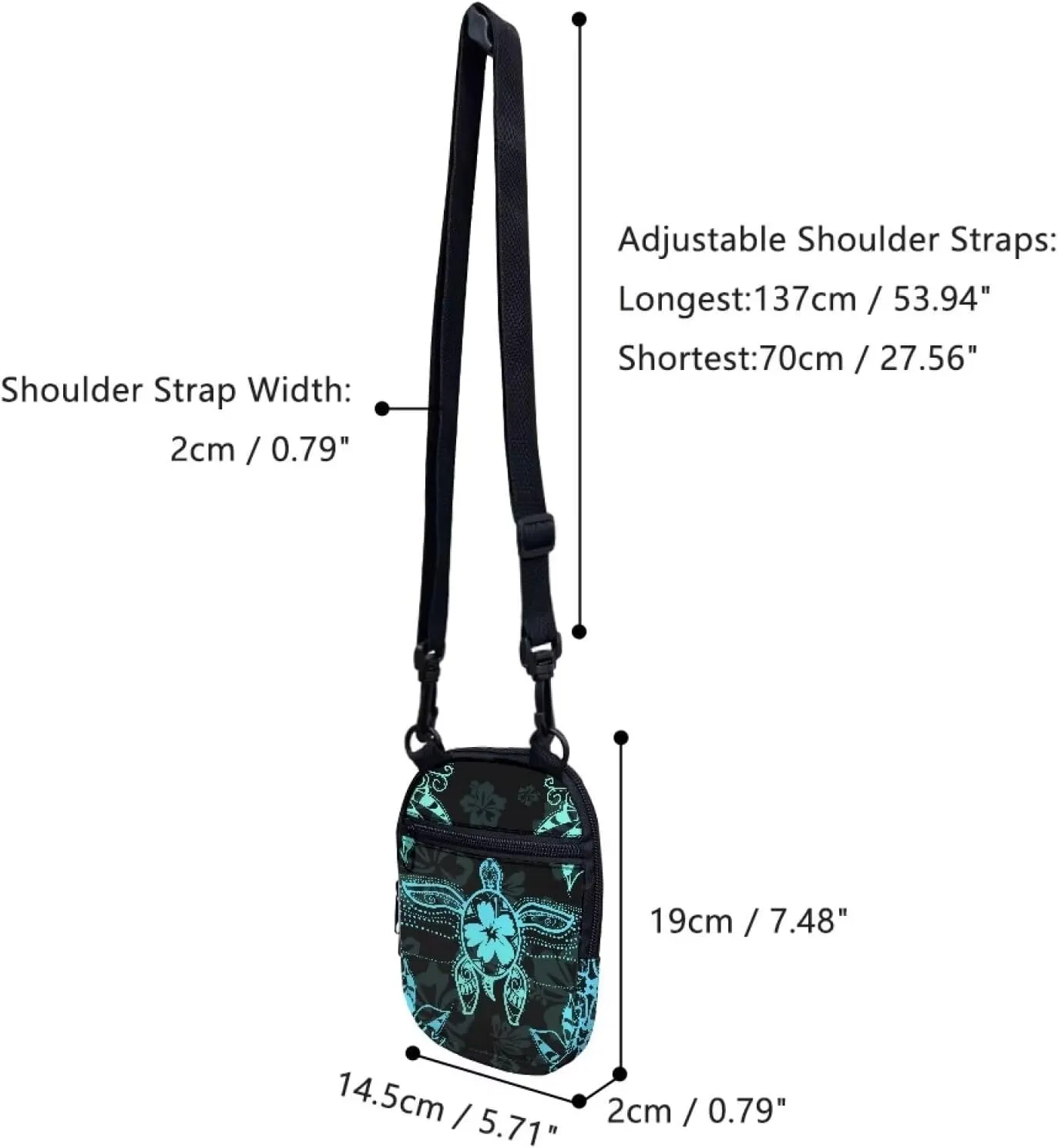 Suobstales Messenger Bag for Women Crossbody Zipper Bag with Adjustable Strap Portable Phone Purse Shoulder Handbag
