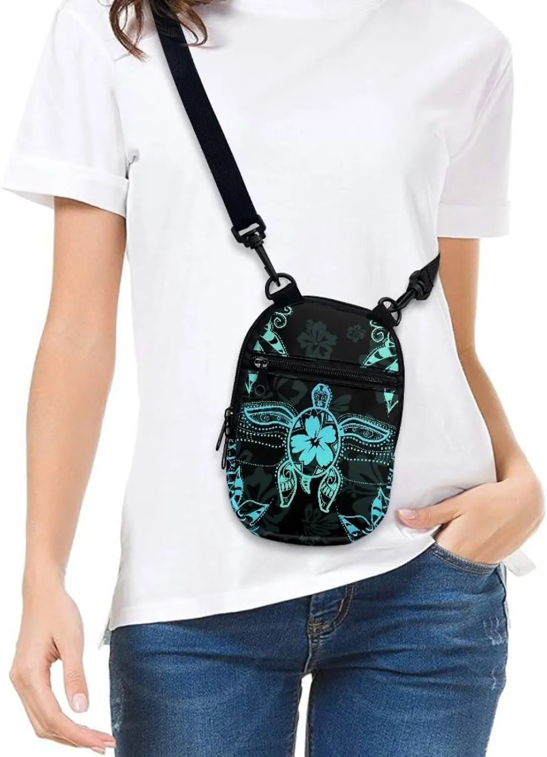 Suobstales Messenger Bag for Women Crossbody Zipper Bag with Adjustable Strap Portable Phone Purse Shoulder Handbag