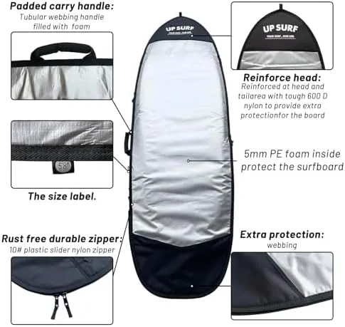 Surfboard Bag, Daylight Bags for Fish/Hybrid Surfboards, for Size Fish/Hybrid board 5'4'', 5'8'',6'0'',6'4'',6'8'',Surfboard cover for Storage and Transport Surfboard
