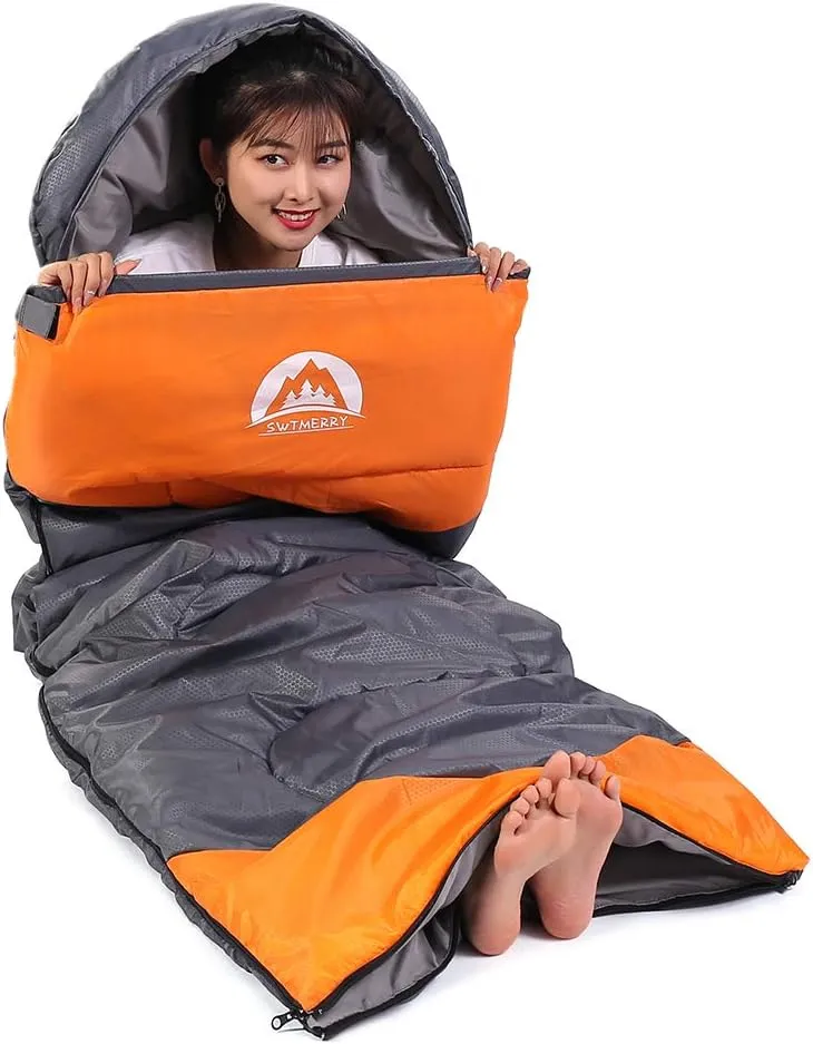 SWTMERRY Sleeping Bag 3 Seasons (Summer, Spring, Fall) Warm & Cool Weather - Lightweight,Waterproof Indoor & Outdoor Use for Kids, Teens & Adults for Hiking and Camping