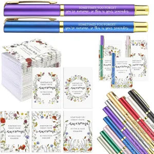 TecUnite 20 Sets Mother's Day Gifts for Women Bulk Wildflower Notebook Sometimes You Forget Your Awesome Teacher Inspirational Ballpoint Pen Bags for Coworker CNA Nurse Graduation Volunteer