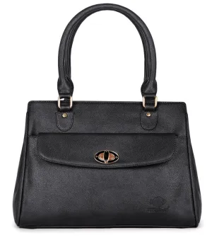 THE CLOWNFISH Doyenne: Black Messenger Bag - 3 Compartments | 35cm | Double Handle | Jet Black
