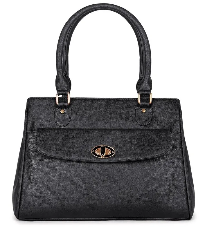 THE CLOWNFISH Doyenne: Black Messenger Bag - 3 Compartments | 35cm | Double Handle | Jet Black