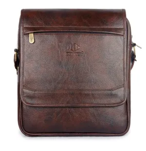 THE CLOWNFISH Synthetic 14" Laptop Sling Bag - Vegan Leather, 1 Compartment | Brown