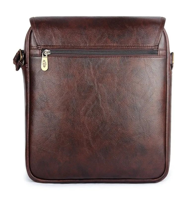THE CLOWNFISH Synthetic 14" Laptop Sling Bag - Vegan Leather, 1 Compartment | Brown