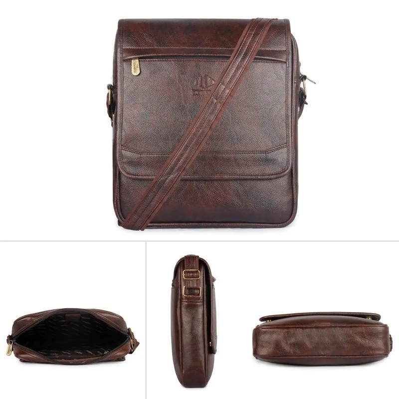 THE CLOWNFISH Synthetic 14" Laptop Sling Bag - Vegan Leather, 1 Compartment | Brown