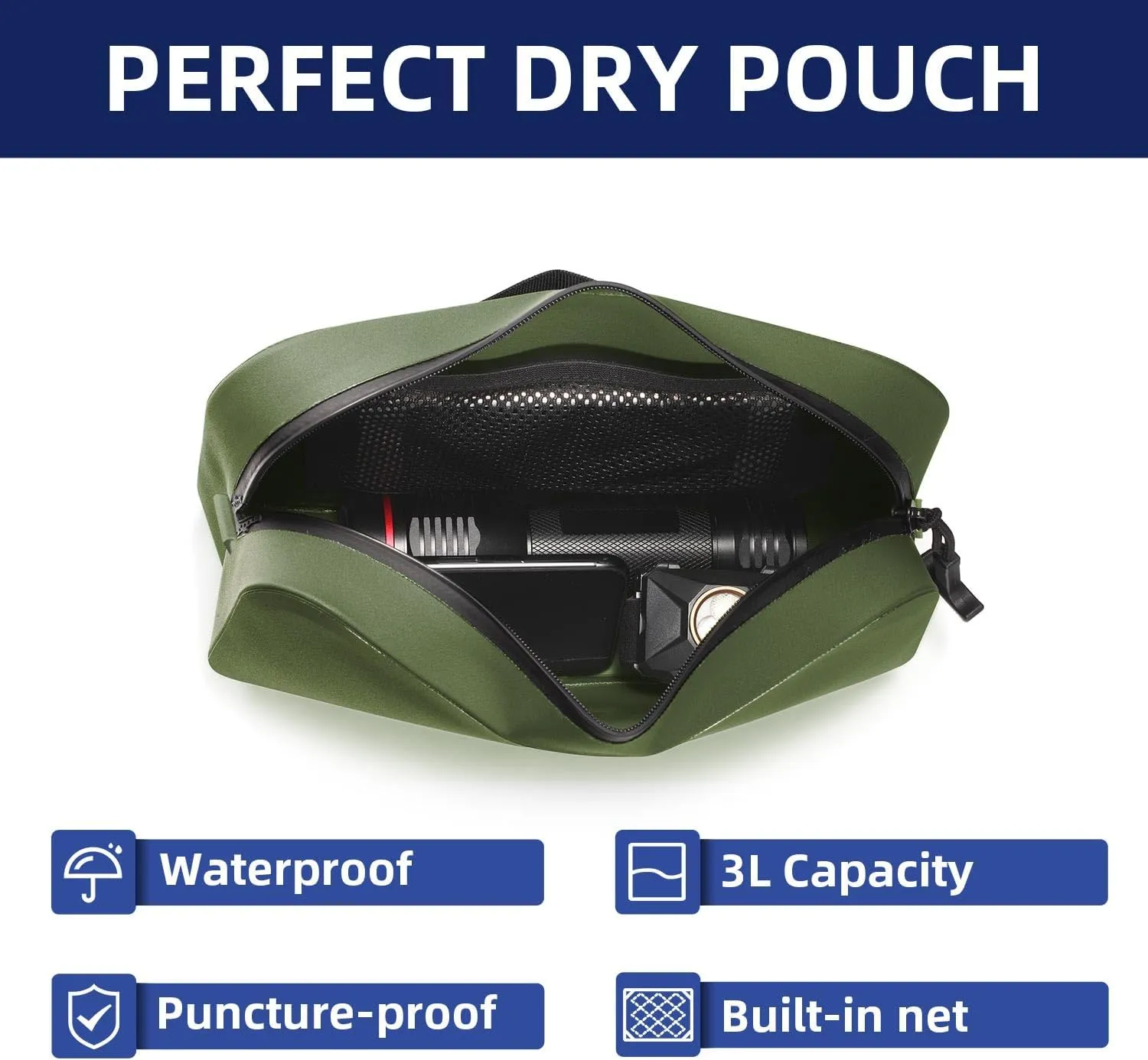 THURSO SURF Waterproof Fanny Pack Dry Bag Floating Adjustable Waist Strap Keep Your Phone and Valuables Safe/Dry SUP Accessories (Olive)