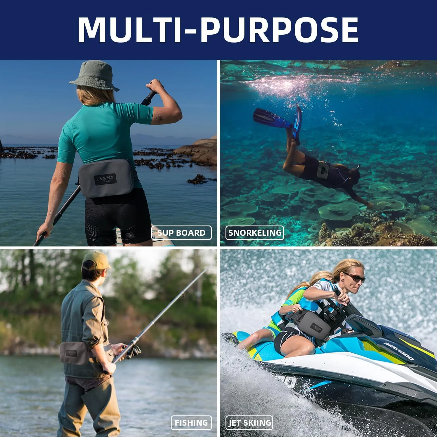 THURSO SURF Waterproof Fanny Pack Dry Bag Floating Adjustable Waist Strap Keep Your Phone and Valuables Safe/Dry SUP Accessories (Olive)