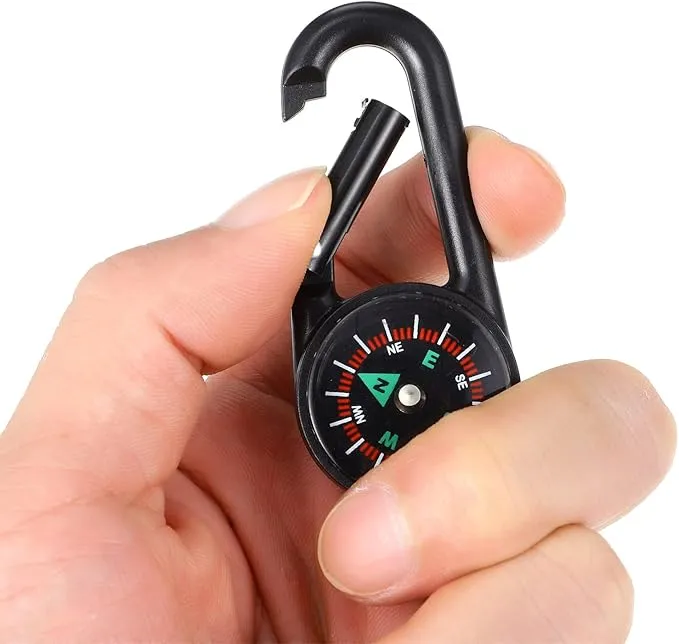 Tofficu 24 Pcs Compass Keychain for Kids, Mini Clip-on Self Locking Compass Hiking, Carabiner Compass for Kids, Outdoor, Hiking, Camping