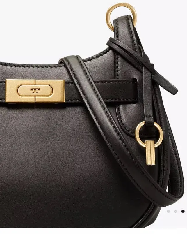 TORY BURCH CALFSKIN LEATHER LEE RADZIWILL SMALL SADDLEBAG