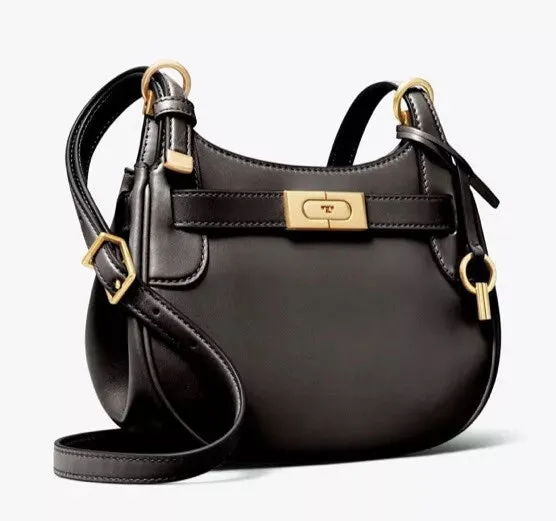 TORY BURCH CALFSKIN LEATHER LEE RADZIWILL SMALL SADDLEBAG