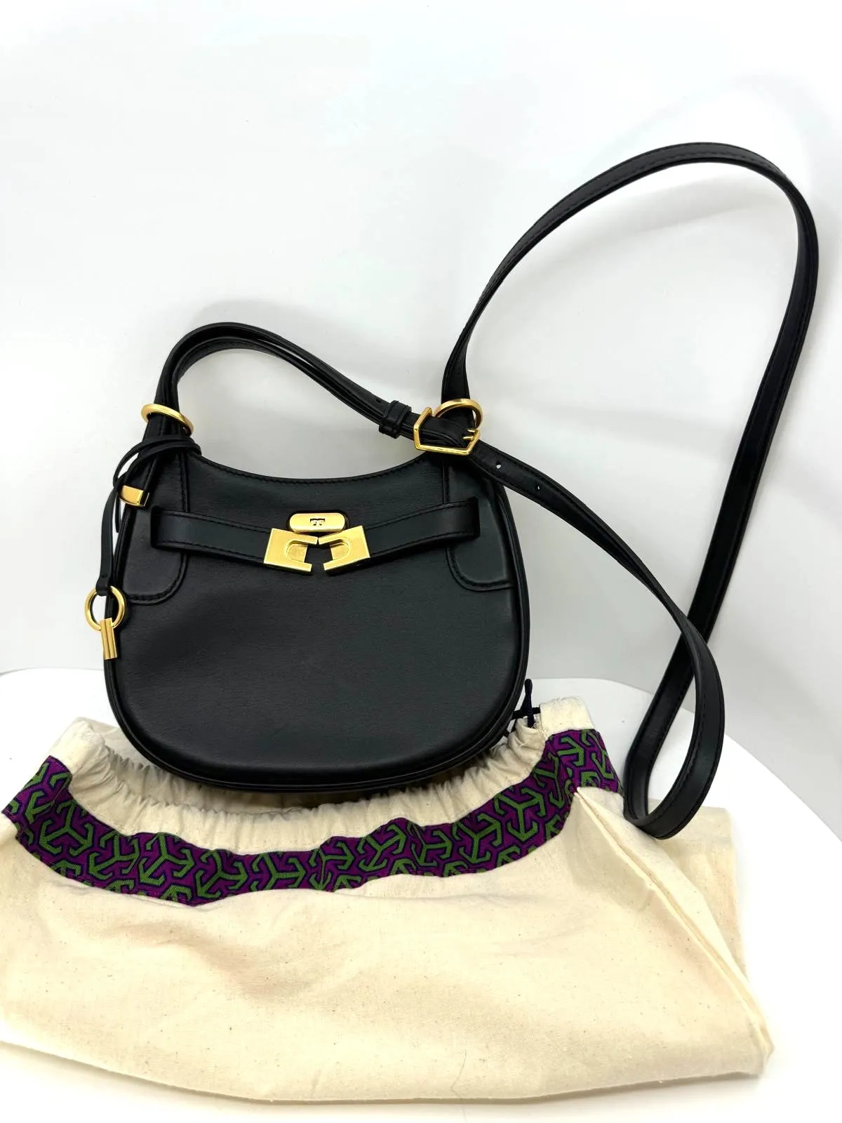 TORY BURCH CALFSKIN LEATHER LEE RADZIWILL SMALL SADDLEBAG