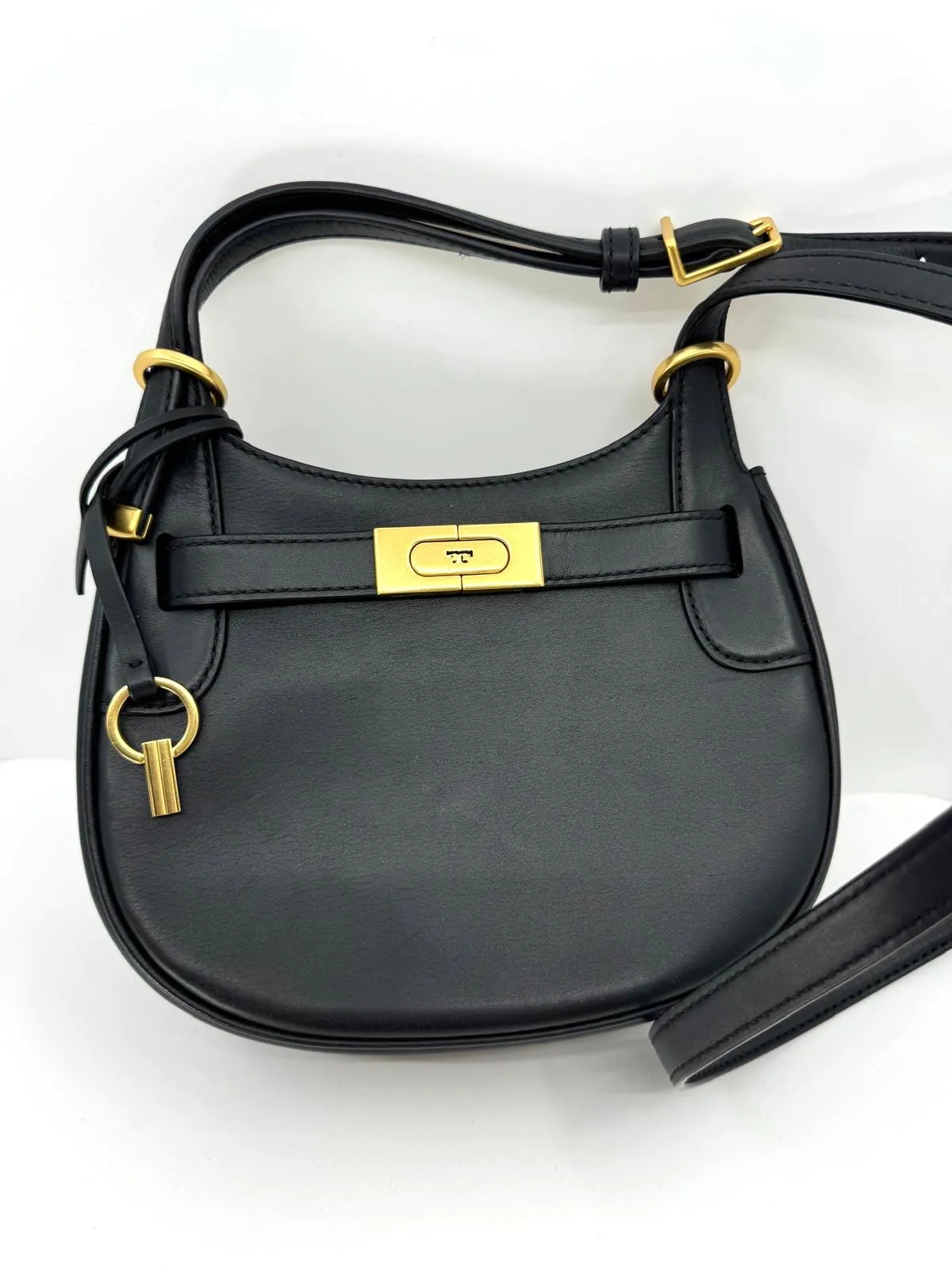 TORY BURCH CALFSKIN LEATHER LEE RADZIWILL SMALL SADDLEBAG