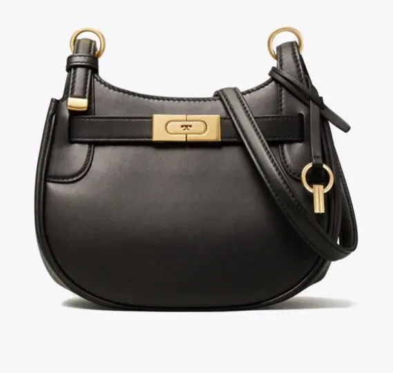 TORY BURCH CALFSKIN LEATHER LEE RADZIWILL SMALL SADDLEBAG