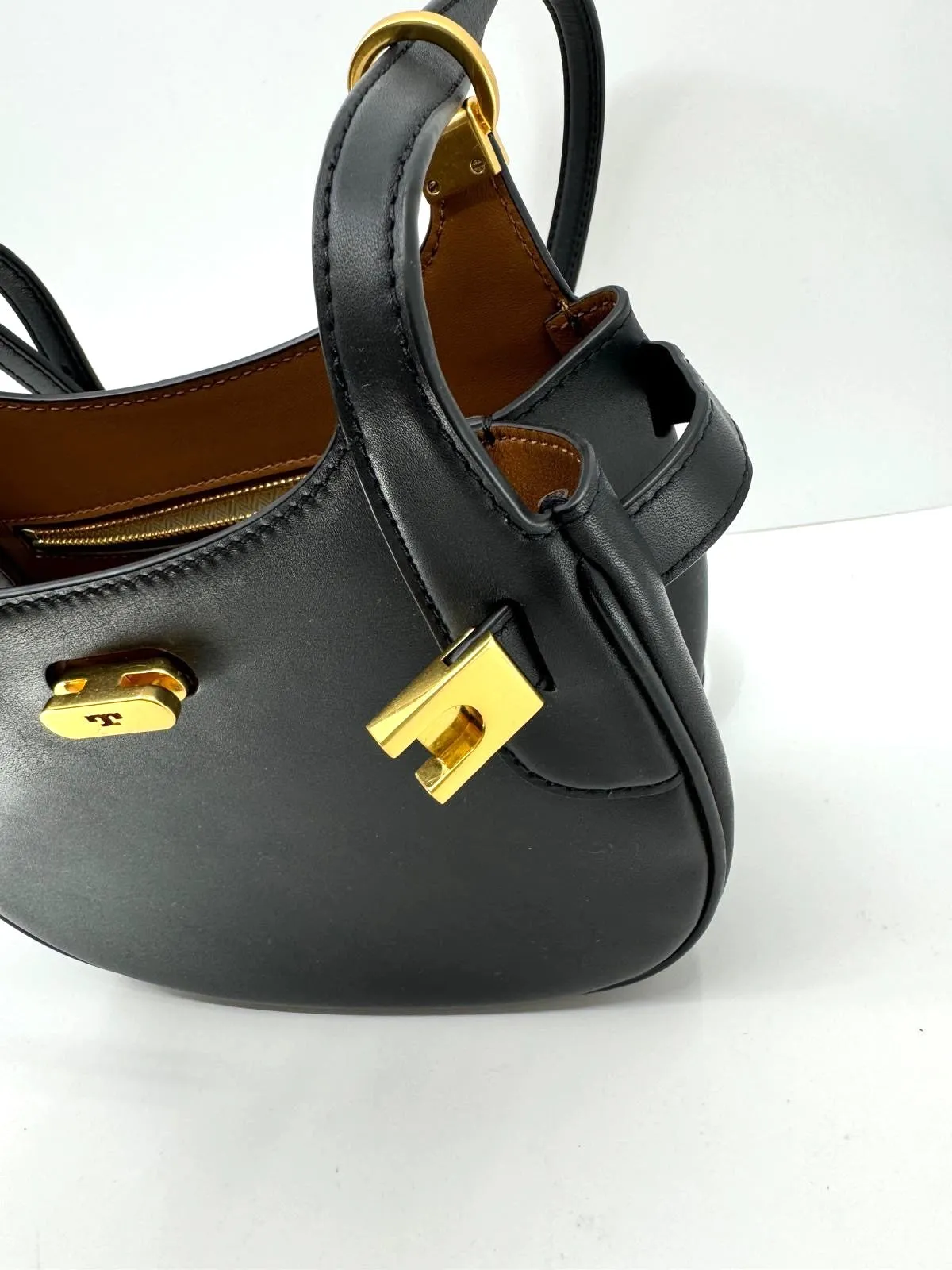 TORY BURCH CALFSKIN LEATHER LEE RADZIWILL SMALL SADDLEBAG