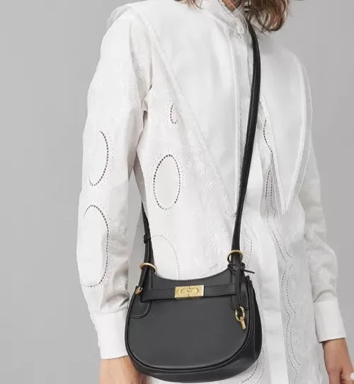 TORY BURCH CALFSKIN LEATHER LEE RADZIWILL SMALL SADDLEBAG