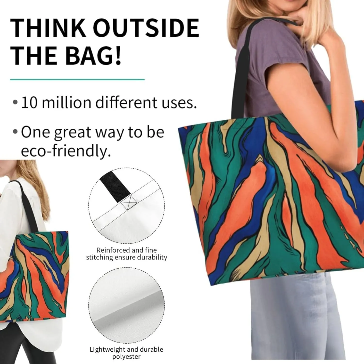 Tote Bag Beach Bag for Women Reusable Grocery Large Shopping Shoulder Bag Travel Handbag