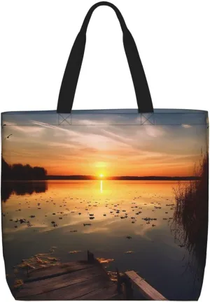 Tote Bag for Women Landscape of Monument Valley Shoulder Bag with Zipper Handbag Large Capacity Reusable Grocery Bag