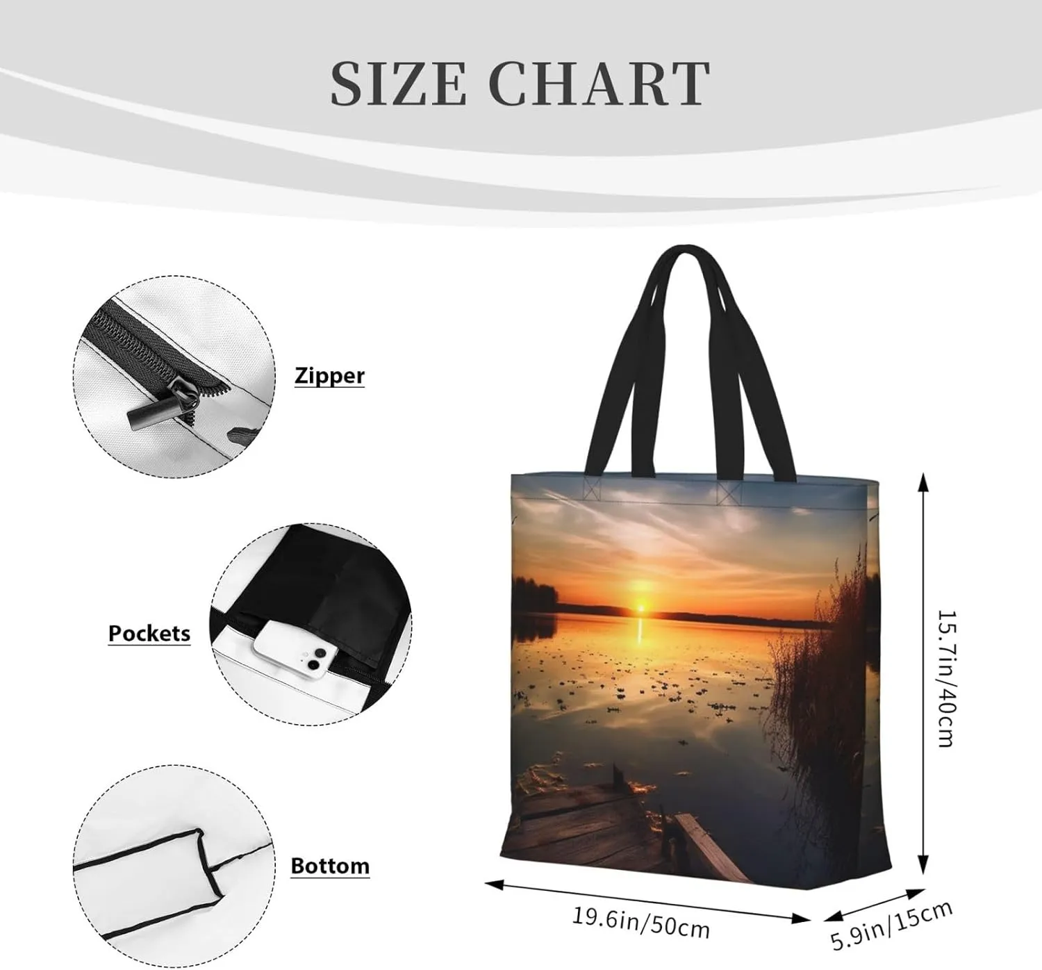 Tote Bag for Women Landscape of Monument Valley Shoulder Bag with Zipper Handbag Large Capacity Reusable Grocery Bag
