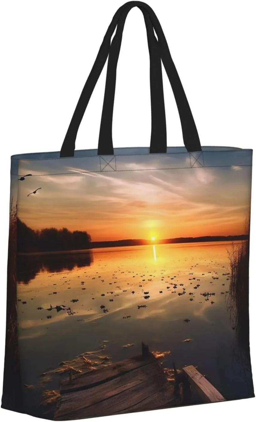 Tote Bag for Women Landscape of Monument Valley Shoulder Bag with Zipper Handbag Large Capacity Reusable Grocery Bag
