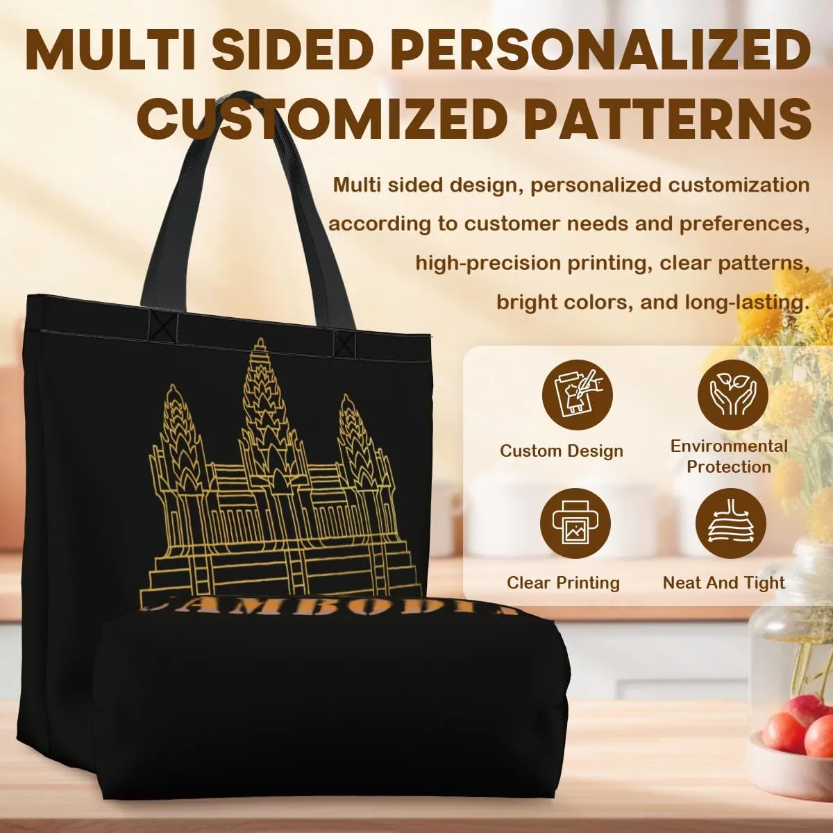 Tote Bag for Women Men Large Reusable Beach Shoulder Bags With Zipper for Gym Shopping Travel Gifts Yoga