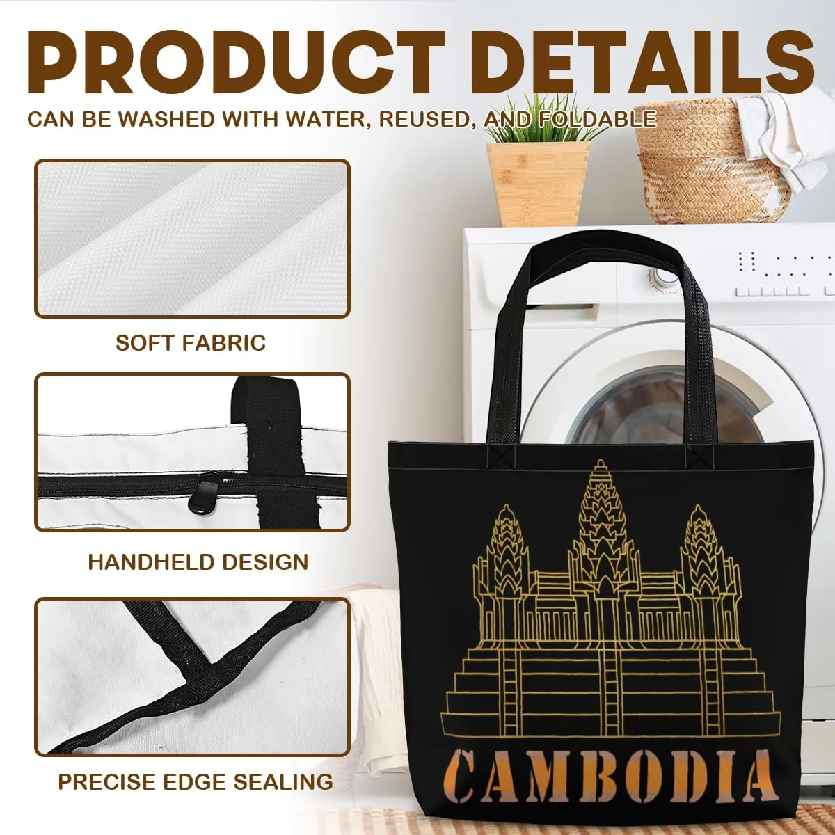 Tote Bag for Women Men Large Reusable Beach Shoulder Bags With Zipper for Gym Shopping Travel Gifts Yoga