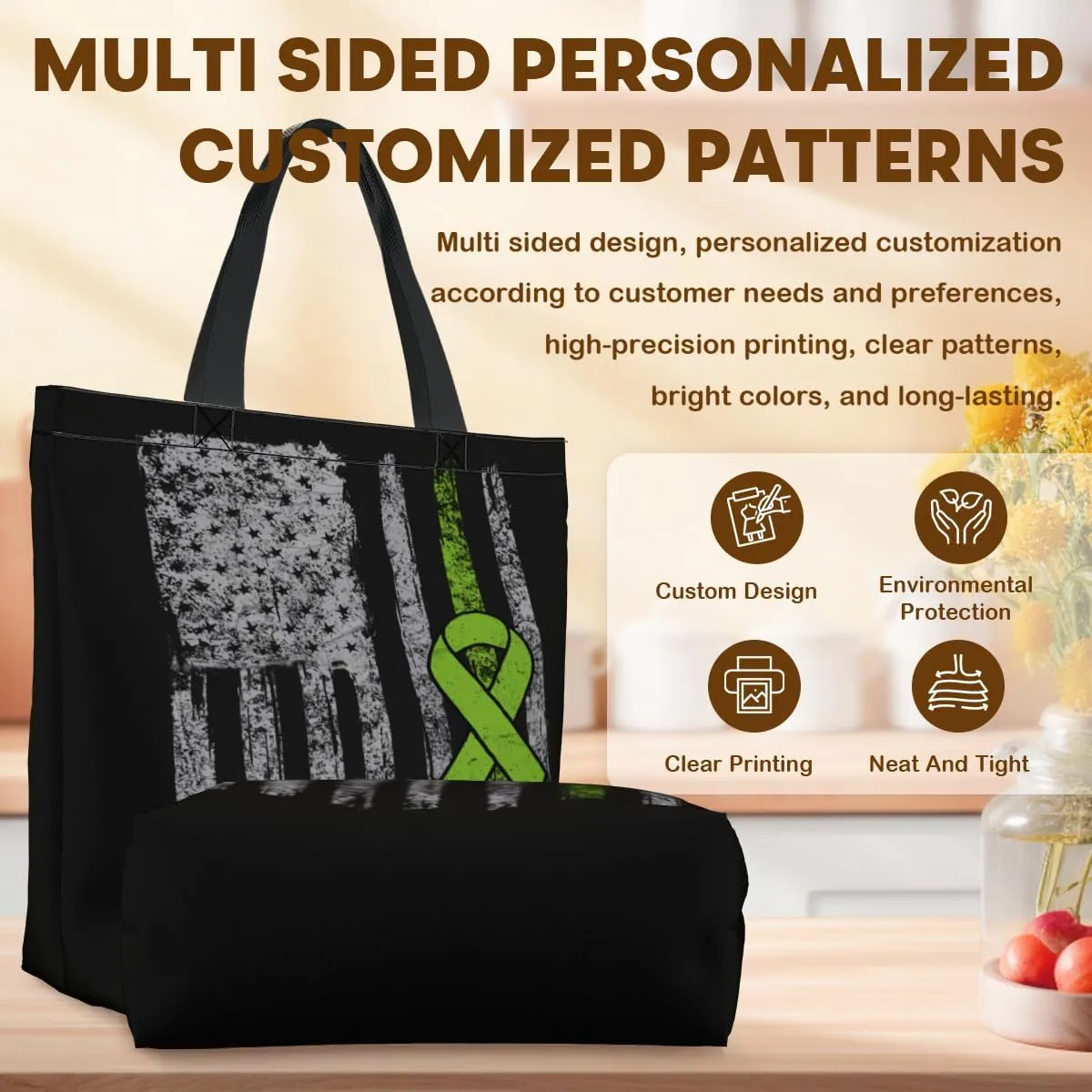 Tote Bag for Women Men Large Reusable Beach Shoulder Bags With Zipper for Gym Shopping Travel Gifts Yoga