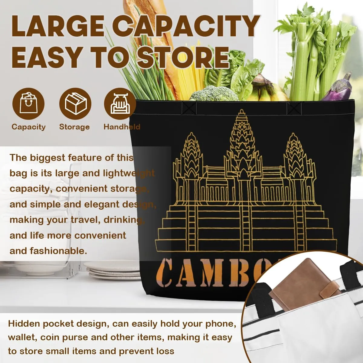 Tote Bag for Women Men Large Reusable Beach Shoulder Bags With Zipper for Gym Shopping Travel Gifts Yoga