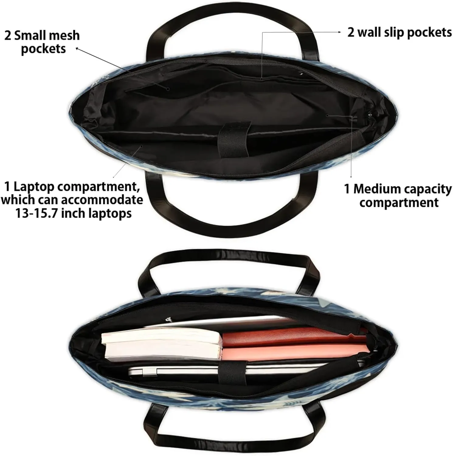 Tote Bag for Women with Zipper, Laptop Tote Bags Laptop Sleeve Case Shoulder Bag Messenger Bags