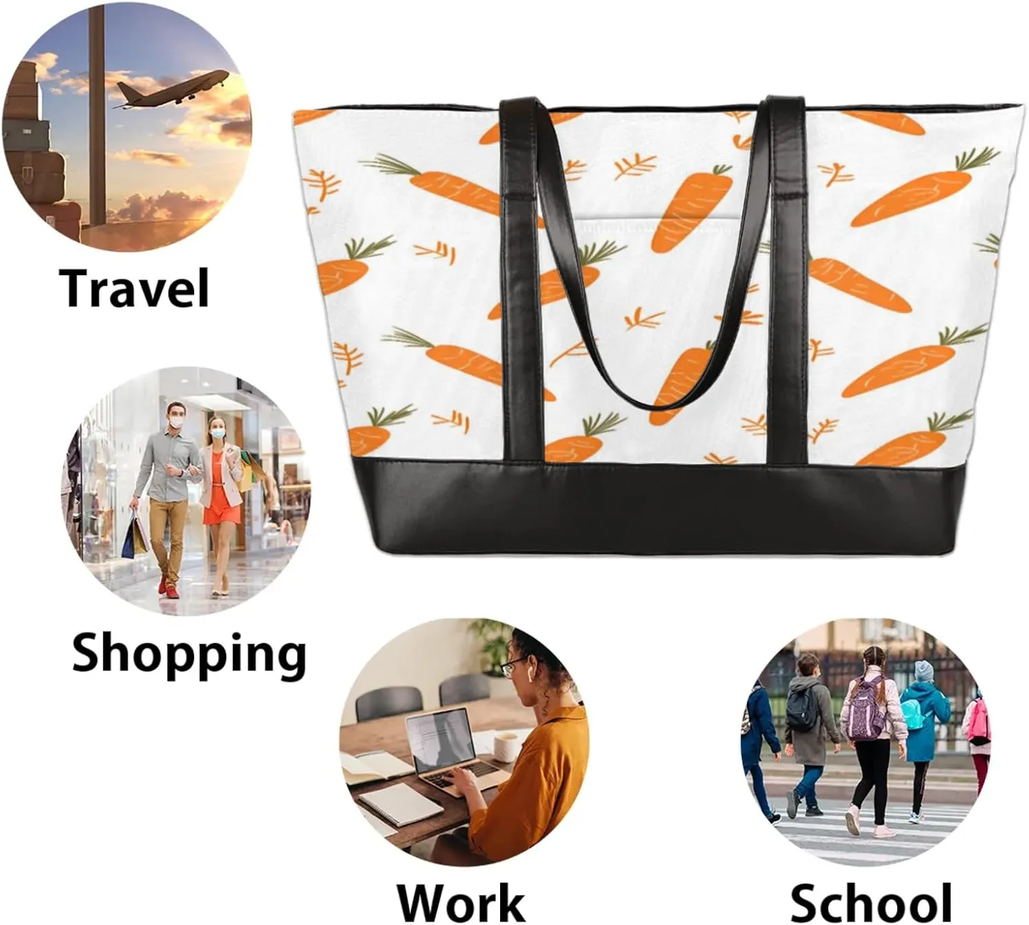 Tote Bag for Women with Zipper, Laptop Tote Bags Laptop Sleeve Case Shoulder Bag Messenger Bags
