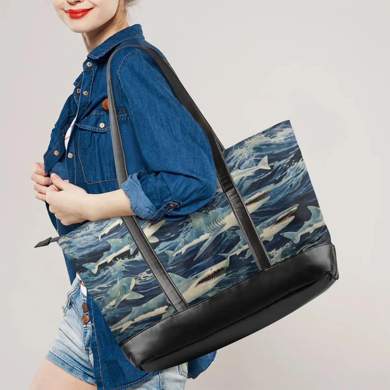 Tote Bag for Women with Zipper, Laptop Tote Bags Laptop Sleeve Case Shoulder Bag Messenger Bags