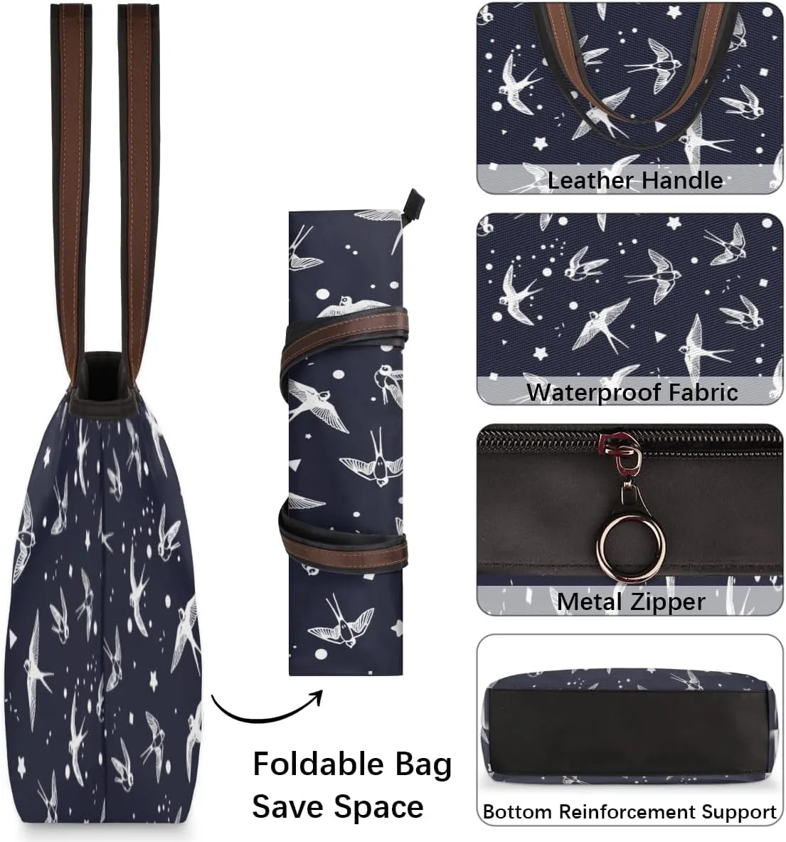 Tote Bag for Women with Zipper Large Capacity Top Handle Casual Shoulder Bag Handbag Reusable Shopping