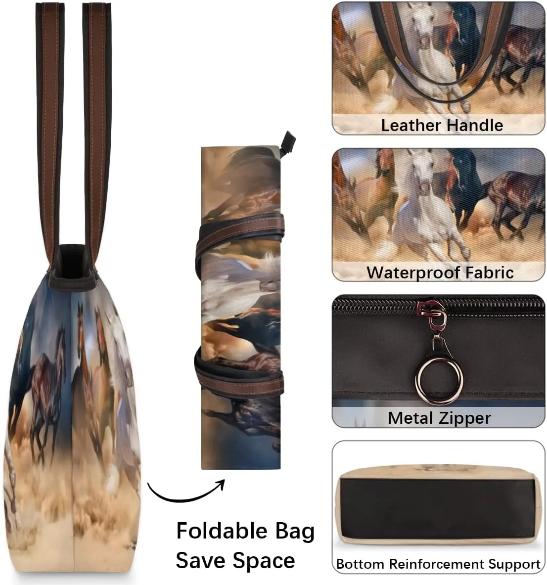Tote Bag for Women with Zipper Large Capacity Top Handle Casual Shoulder Bag Handbag Reusable Shopping