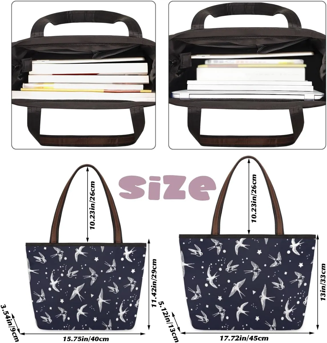 Tote Bag for Women with Zipper Large Capacity Top Handle Casual Shoulder Bag Handbag Reusable Shopping