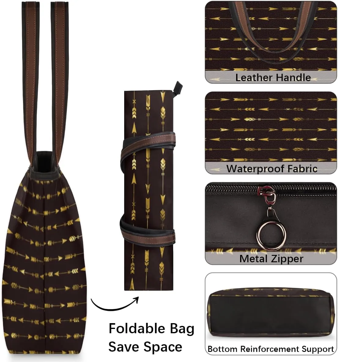 Tote Bag for Women with Zipper Large Capacity Top Handle Casual Shoulder Bag Handbag Reusable Shopping