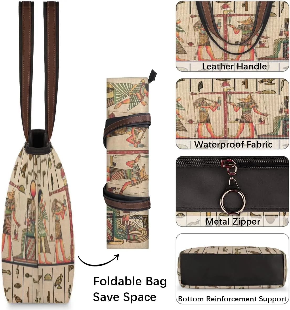 Tote Bag for Women with Zipper Large Capacity Top Handle Casual Shoulder Bag Handbag Reusable Shopping
